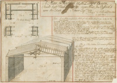 Hint - Barn on the Floyer Estate: pennetegning, 25. april 1733 av Unbekannt