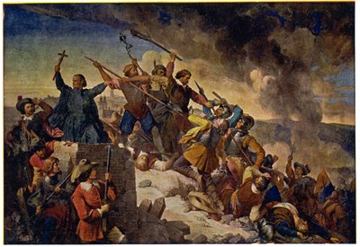 Histoire. Tsjekkia (Böhmen). Tretti års krig. Forsvar av Praha foran den svenske hæren ledet av Hans Christoff von Königsmarck, 25. juli av Unbekannter Künstler
