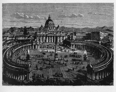 Historien om det gamle Roma. Petersplassen er et massivt torg som ligger rett foran Peterskirken i Vatikanstaten, den pavelige enklaven omgitt av Roma, rett vest for nabolaget eller rione av Borgo. av Unbekannt