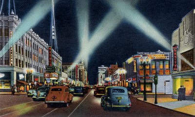 Hollywood boulevard om natten California av Unbekannter Künstler