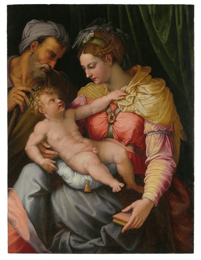 Holy Family (olje på panel) av Unbekannt