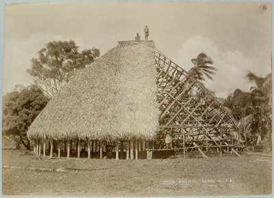 Husbygning i Samoa, ca. 1875 (sepia-bilde) av Unbekannt