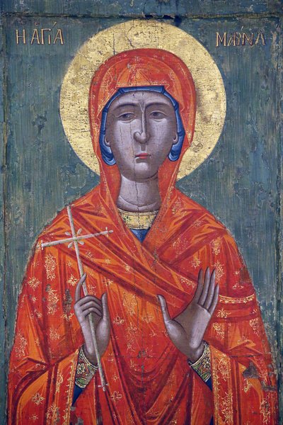 Ikon i Pedoulas bysantinske museum: Saint Marina (1700-tallet), 20150510, Pedoulas, Kypros av Unbekannt