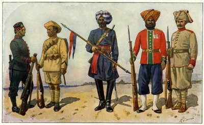 Indiske soldater fra det britiske imperiet under første verdenskrig (gravering) av Unbekannter Künstler