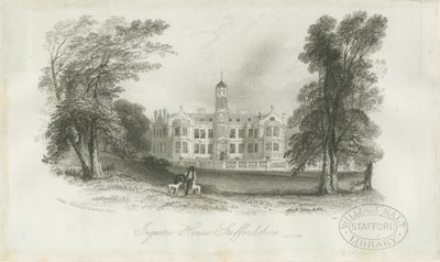 Ingestre Hall: stålstikk, 1. april 1841 av Unbekannt