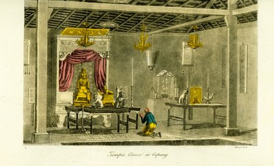 Interiør i et kinesisk tempel i Kupang, Timor av Unbekannt