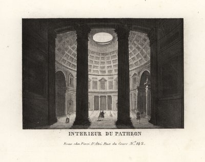 Interiør av Pantheon som viser kuppelen og oculusen, Roma av Unbekannt