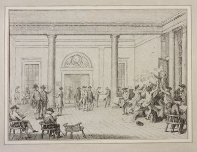 Interiør på børsen, ca. 1790 (radering) av Unbekannt