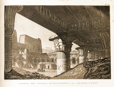 Innvendig utsikt over Apollinopolis-tempelet i Edfu, Egypt Illustrasjon fra Atlas of Egypt av Unbekannter Künstler