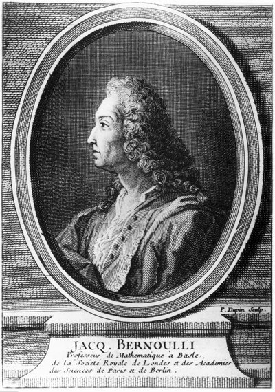 Jacques Bernoulli , sveitsisk matematiker, ca 1700 av Unbekannt