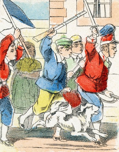 Spill: Assault - Alfabet - barneunderholdning - Bildeepinal, populær serie c.1890 (illustrasjon) av Unbekannt