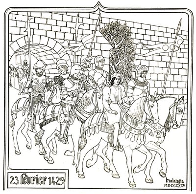Jeanne d#39;Arc og hennes eskorte forlot Vauleurs 23. februar av Unbekannter Künstler
