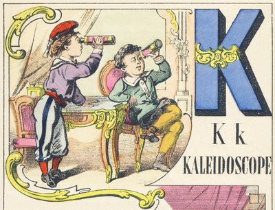 K : kaleidoscope - Games Alphabet, ca. 1890 (illustrasjon) av Unbekannt