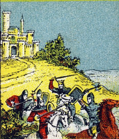 Kong Louis VI Le Gros kjempet mot ranet av kongedømmets herrer. Gravering i "Histoire de France". Serie med reklamebilder publisert på vegne av Louit, 24 rue d