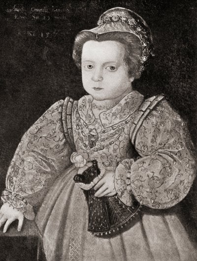 Lady Arbella Stuart som barn, fra The Girl Through the Ages, utgitt 1933 (litho) av Unbekannt