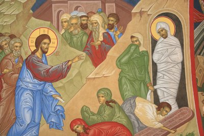 Lasarus' oppstandelse. Saint-Antoine-le-Grand ortodokse kirke Saint-Laurent-en-Royans Frankrike av Unbekannt
