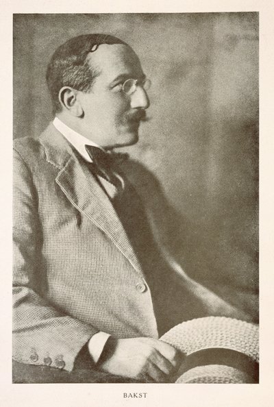 Leon Bakst (1866-1924), russisk maler, portrettfotografi (s/hvitt foto) av Unbekannt