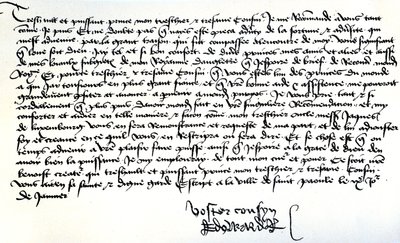 Brev fra kong Edward IV til Frans II, hertugen av Bretagne, som ber om hjelp til å gjenopprette riket hans, skrevet i Saint-Pol, 9. januar av Unbekannt
