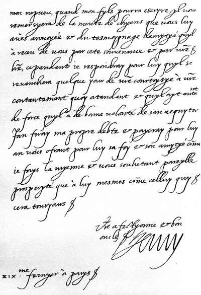 Brev fra kong Henri IV av Frankrike til Henry, prins av Wales, som takker ham for en gave av en pakke med hunder til sønnen hans, Dauphinen, som er for ung til å skrive personlig, skrevet i Paris av Unbekannt