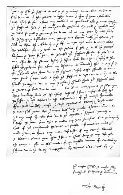 Brev fra Thomas More til kong Henry VIII, skrevet hjemme hos ham i Chelcith (Chelsea), 5. mars av Unbekannt