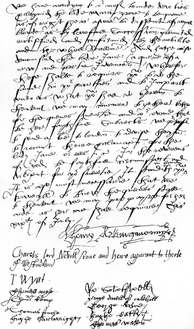 Brev fra tilhengere av dronning Mary I i Kent til Sir Nicholas Pelham og herrene i Sussex, som kunngjorde proklamasjonen av Lady Mary som dronning og fordømte Lady Jane Gray av Unbekannt