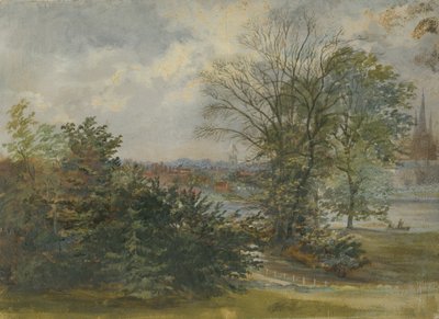Lichfield - Distant View: oljemaleri, og [? 1800-tallet] av Unbekannt