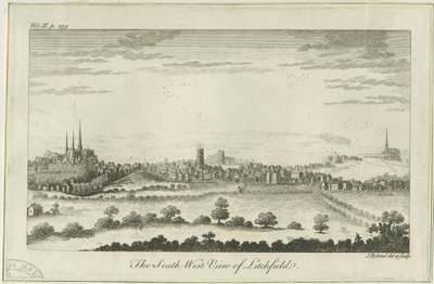 Lichfield - South West View: gravering, nd [c 1764] av Unbekannt