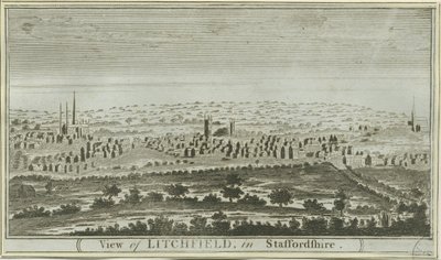 Lichfield - South West View: gravering, nd [c 1780-85] av Unbekannt