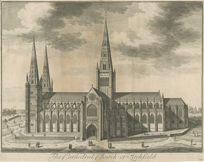 Lichfield Cathedral - South View: gravering, nd [c 1730] av Unbekannt
