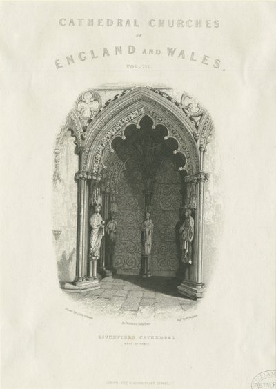 Lichfield Cathedral - West Doorway: stålgravering av Unbekannt