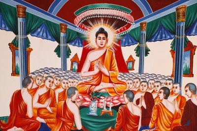 Life of the Buddha Instruerer forsamlingen arahantene, Siem Reap, Kambodsja av Unbekannt