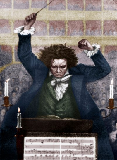 Ludwig van Beethoven dirigerer med stafettpinnen - av Katzaroff. tysk komponist av Unbekannt