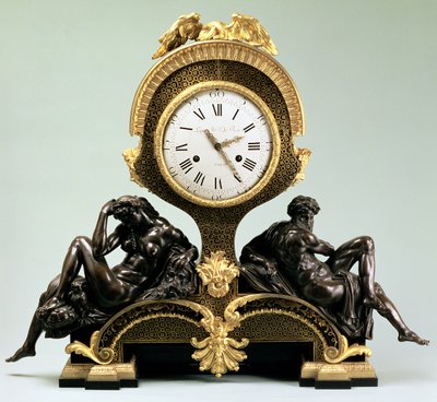 Mantelklokke med figurer av dag og natt, av Jean Andre Lepaute (1720-88), Paris (forgylt og patinert bronse) av Unbekannt