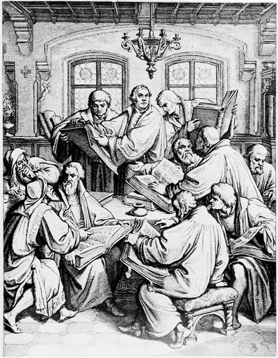 Martin Luther oversetter Bibelen fra latin til tysk av Unbekannter Künstler