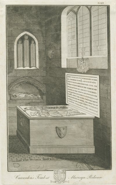 Mavesyn Ridware - Tomb of Thomas Carwarden: gravering, nd [sent 18. århundre] av Unbekannt