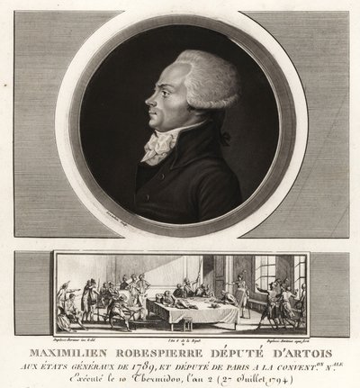 Maximilien Robespierre, stedfortreder for Artois, henrettet 1794 av Unbekannt