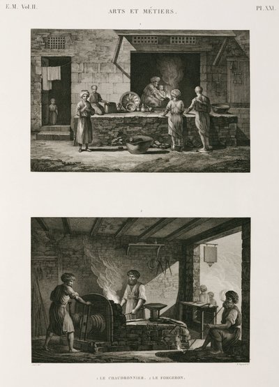Metaller, kobber Kobbersmed og smed, Egypt, ca 1798 av Unbekannt
