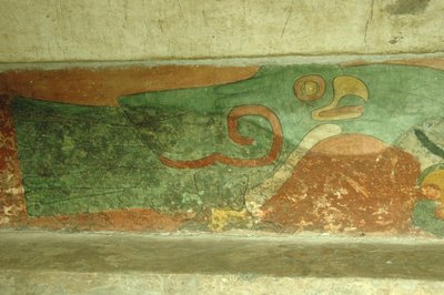 Mexico, Mexico City, Teotihuacan (1. århundre e.Kr.), Jaguars tempel, freskomaleri av papegøye av Unbekannt