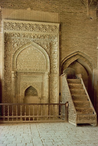 Mihrab (bønnenisje) og minbar (prekestol) i Sultan Uljaitu-rommet, sannsynligvis 1200- og 1300-tallet (bilde) av Unbekannt