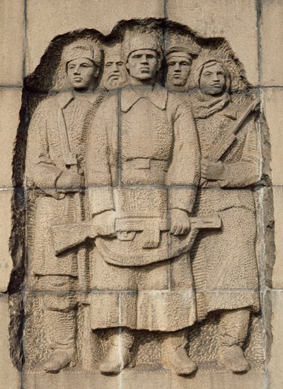 Monument til motstand fra russisk folk under 900-dagers tysk beleiring av byen Leningrad, Pskarevski-kirkegården, lettelse, St. Petersburg, Russland, 1900-tallet av Benjamin Baud