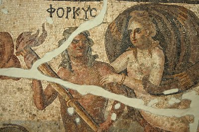 Mosaikk av sjøscene, Tyrkia av Unbekannt
