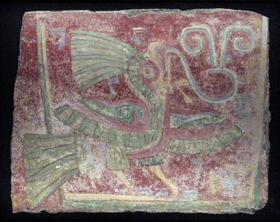 Veggmaleri fra en quetzal med syngende virgula, tidlig klassisk periode, 200–600 e.Kr. av Unbekannt