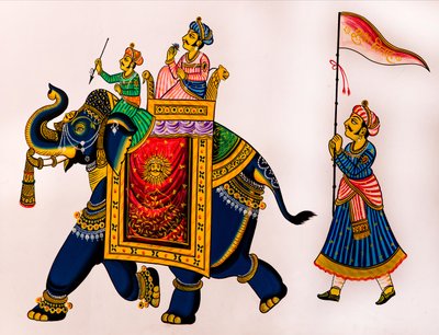 Veggmaleri i gamlebyen, Udaipur, Udaipur, Rajasthan, India, Asia (bilde) av Unbekannter Künstler