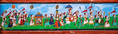 Veggmaleri i gamlebyen i Bundi, Bundi, Rajasthan, India, Asia (bilde) av Unbekannter Künstler