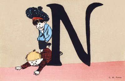 N for Taunt - Barnealfabetet. C.M.-redaktør, Paris. Håndmalte postkort, frankert i 1904. Mål: 14 x 9 cm av Unbekannt