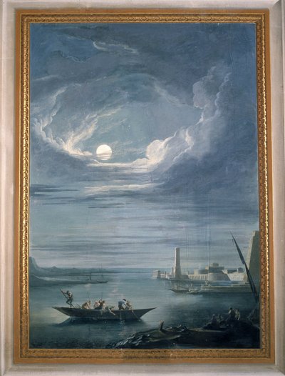 Nattscene med fiskerne. Freske fra Sala del Consiglio (rådsalen) av Unbekannter Künstler
