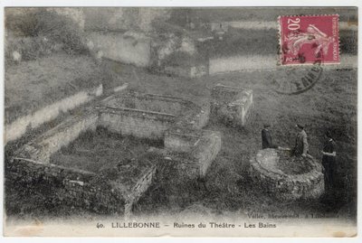 Normandie, Seine Maritime (76), Lillebonne: utsikt over ruinene av teatret og de romerske badene - Postkort sent på 1800- og begynnelsen av 1900-tallet av William M. Timlin