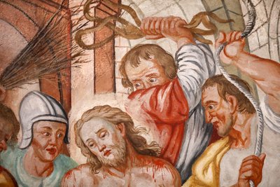 Our Lady of the Assumption of Cordon kirke. Fresco. Kristi flagellasjon. Frankrike. Frankrike. av Unbekannter Künstler