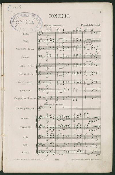 Paganini fiolinkonsert nr. 1, op. 6 av Unbekannter Künstler