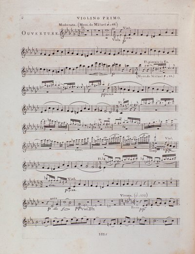 Side med partitur for den første fiolinen til operaen Jessonda av Louis Spohr av Unbekannter Künstler